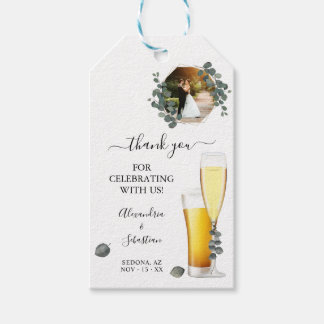 Bubbles and Brews Thank You Eucalyptus Wedding Gif Gift Tags