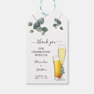 Bubbles and Brews Thank You Eucalyptus Wedding Gift Tags