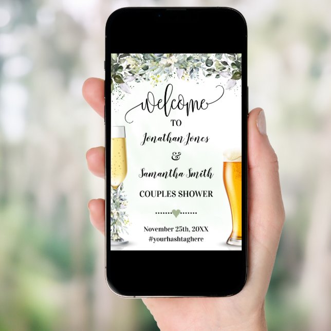 Bubbles and Brews Welcome Couples Shower Sign (Front Digital)