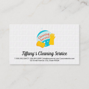 Bubbles and Cleaning Gloves Bathroom Tiles Business Card