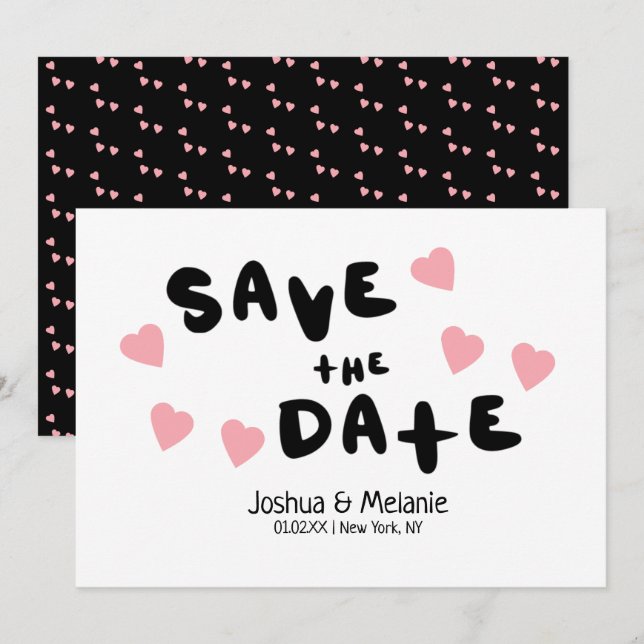 Bubbles and Hearts Save the Dates Announcements (Front/Back)