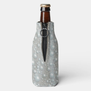 Bubbles and Pearls Silver Blue White Bottle Cooler