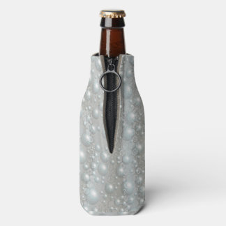Bubbles and Pearls Silver Blue White Bottle Cooler
