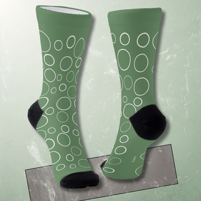 Bubbles and rings, white circles on green socks (Creator Uploaded)