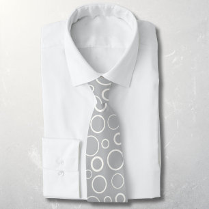 Bubbles and rings, white circles on grey neck tie