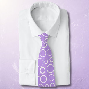 Bubbles and rings, white circles on lavender neck tie