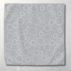 Bubbles and rings, white grey pocket square bandana