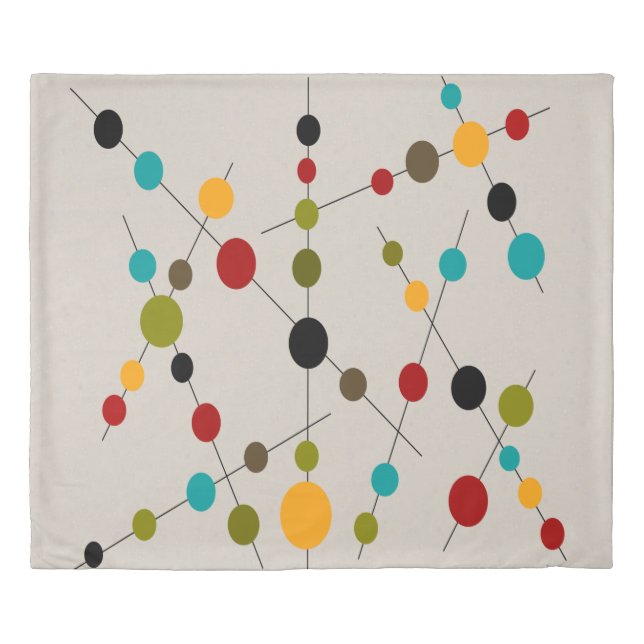 Bubbles and Sticks Mid-Century Modern Inspired Duvet Cover (Front)