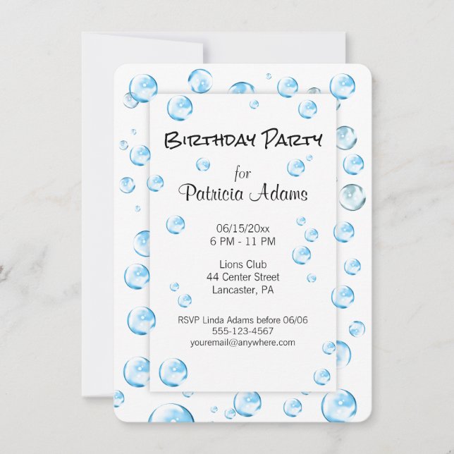 Bubbles Birthday Party Fun Invitation (Front)