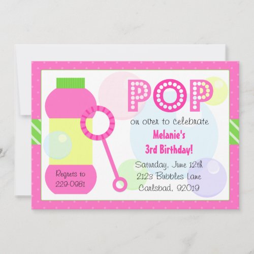 Bubbles Birthday Party Invitation