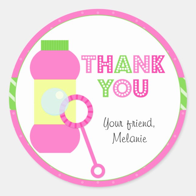 Bubbles Birthday Party Sticker (Front)