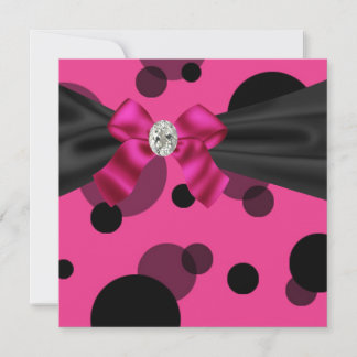 Bubbles Black Tie Party Pink Black Party Invitation