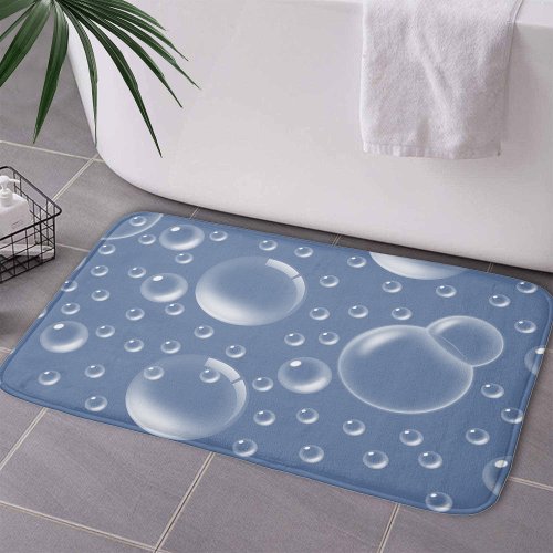 Bubbles Blue Geometric Pattern Bath Mat