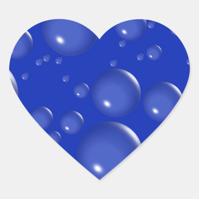 Bubbles Blue Heart Stickers (Front)