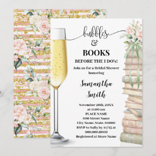 Bubbles & Books before I do Bridal Shower  Invitation