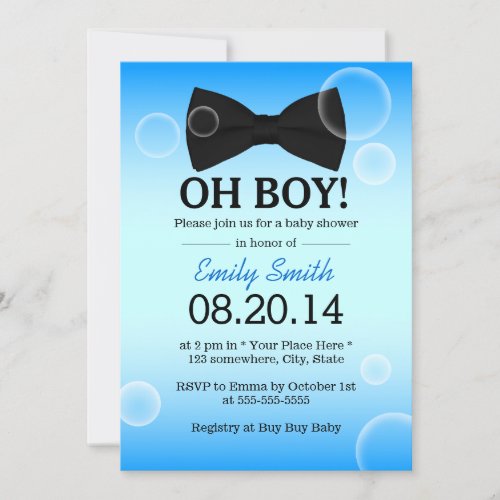 Simple Bow Tie Boy Baby Shower Invitations 5" X 7" Invitation Card