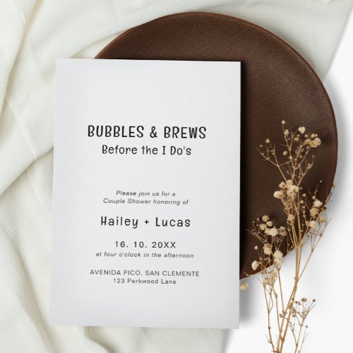 Bubbles  Brew Before The I Dos  Couple Shower Invitation