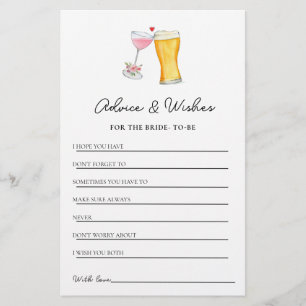 Bubbles & Brew shower Advice & Wishes