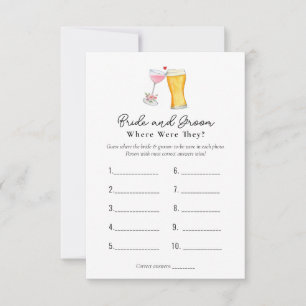Bubbles & Brew  "Where were they" Shower games Invitation