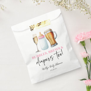Bubbles Brews and Diapers Too! Baby Shower Favor Bag