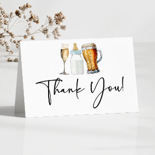 Bubbles Brews and Diapers Too! Baby Shower Letterpress Thank You Card