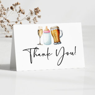 Bubbles Brews and Diapers Too! Baby Shower Letterpress Thank You Card