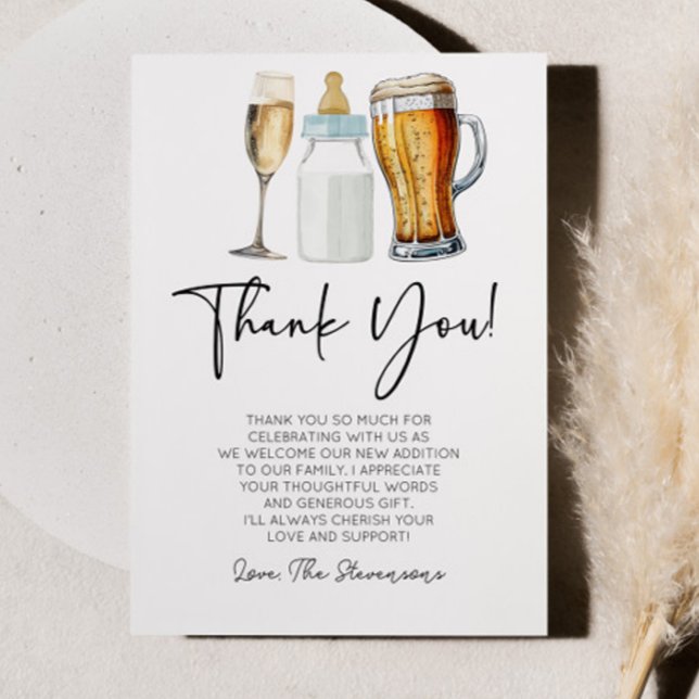 Bubbles Brews and Diapers Too! Baby Shower Thank You Card (Creator Uploaded)