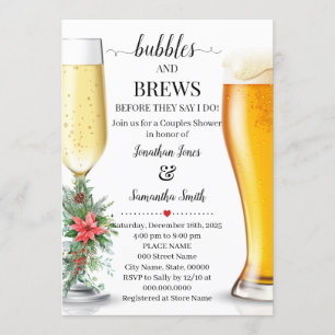Bubbles & Brews before I do Christamas shower Invitation