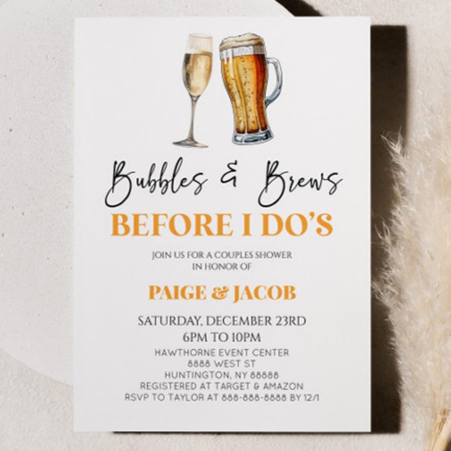 Bubbles Brews Before I Do's Wedding Couples Shower Invitation (Creator Uploaded)