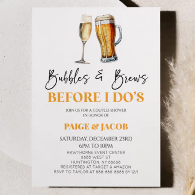 Bubbles Brews Before I Do's Wedding Couples Shower Invitation Zazzle
