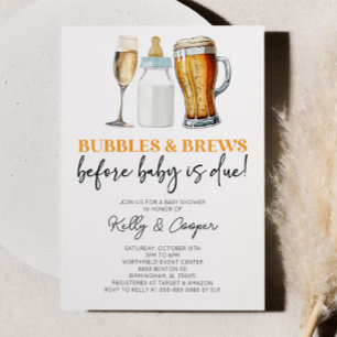 Bubbles Brews Before The Baby Is Due! Baby Shower Invitation