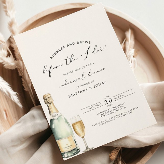 Bubbles & Brews before the i do Rehearsal Dinner Invitation (Creator Uploaded)