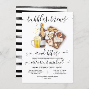 Bubbles Brews & Bites Engagement party Invitation