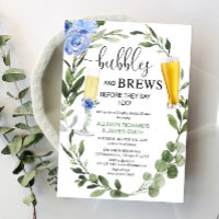 Bubbles Brews blue greenery couples bridal shower