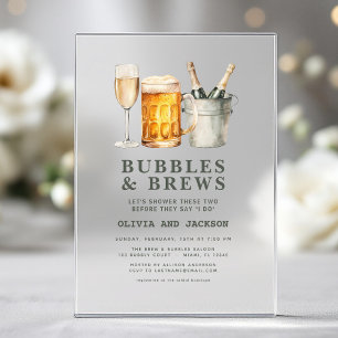 Bubbles & Brews Couples Shower Acrylic Invitations