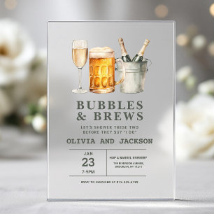 Bubbles & Brews Couples Shower Acrylic Invitations