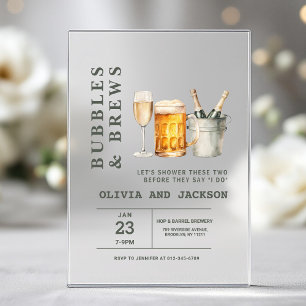 Bubbles & Brews Couples Shower Acrylic Invitations