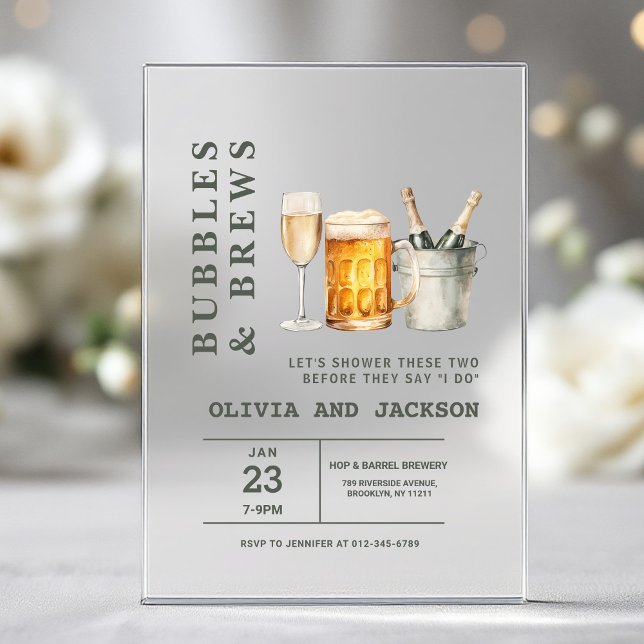Bubbles & Brews Couples Shower Acrylic Invitations (Creator Uploaded)