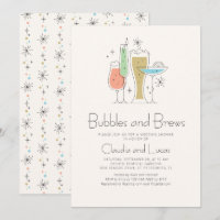 Bubbles Brews Couples Wedding Shower Invitation