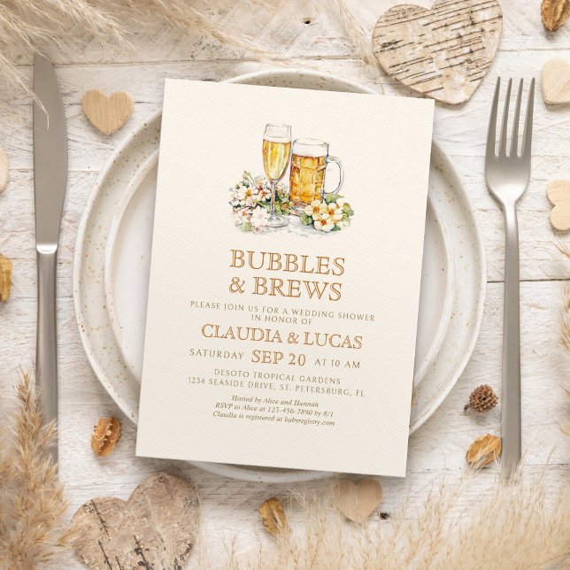 Bubbles Brews Couples Wedding Shower Invitation (Creator Uploaded)