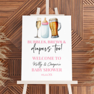Bubbles Brews Diapers Baby Shower Welcome Sign