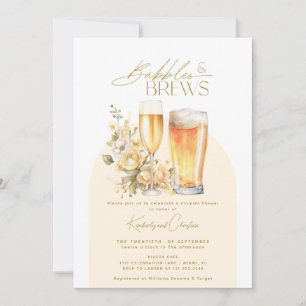Bubbles & Brews Elegant Modern Couples Shower Invitation