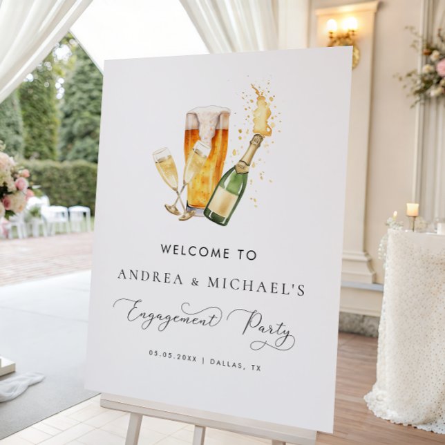 Bubbles & Brews Engagement Party Welcome Sign (Creator Uploaded)