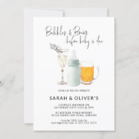 Bubbles & Brews Green Neutral Couples Baby Shower 