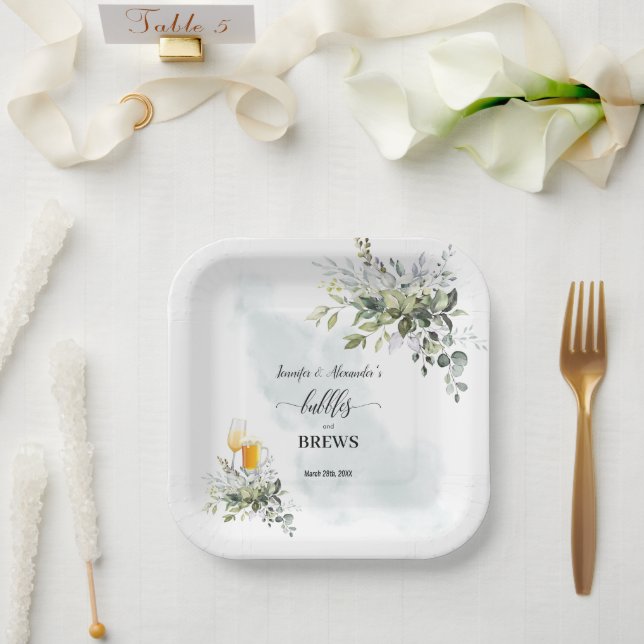 Bubbles & Brews Paper Plates (Wedding)