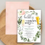 Bubbles Brews pink greenery couples bridal shower Invitation