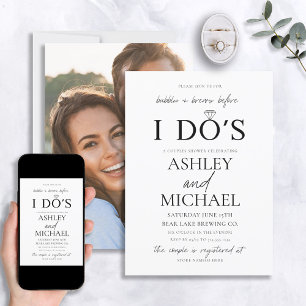 Bubbles & Brews Simple Script Photo Shower Invitation