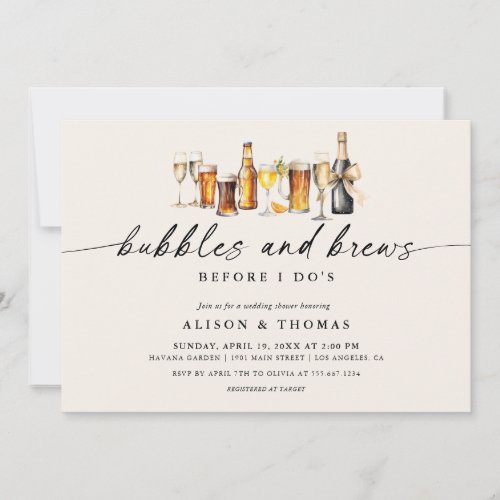 Bubbles &amp; Brews Wedding Shower | Engagement Party Invitation