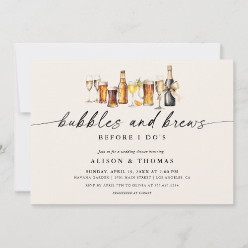 Bubbles  Brews Wedding Shower  Engagement Party Invitation