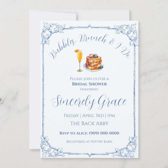 Bubbles, Brunch & I Do Invitation (Front)